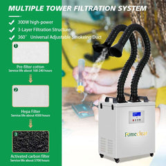 300W LCD Digital Display 2 * Arms Mobile Fume Extractor.