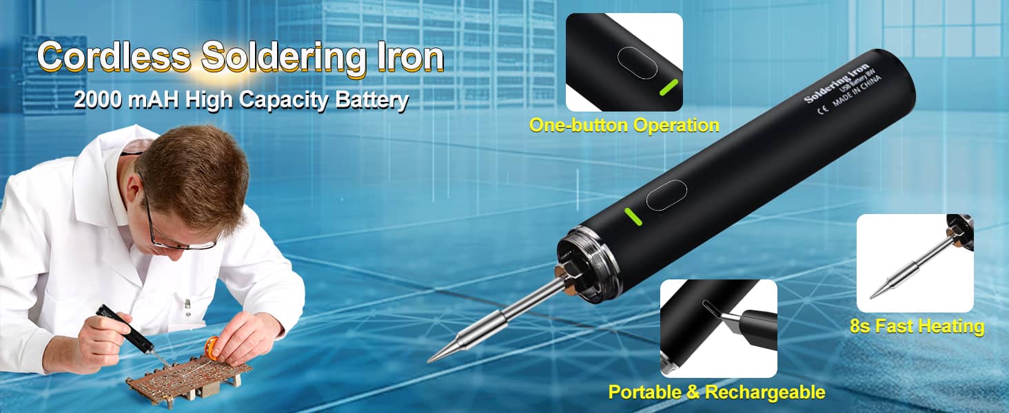 Fumeclear soldering iron kit high capacity battery